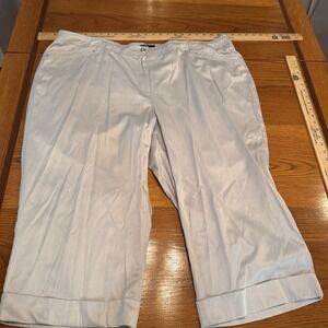 Zac & Rachel Capri Pants Plus Size 24 W Beige Tan Button Zip Cuffed  Leg Pockets